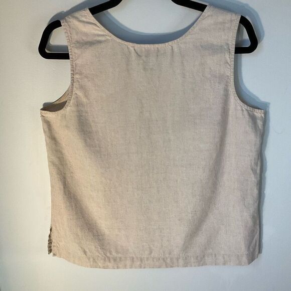 Kate Hill 100% Linen Tank Top, PL. Wheat. Capsule Wardrobe - Picture 8 of 11